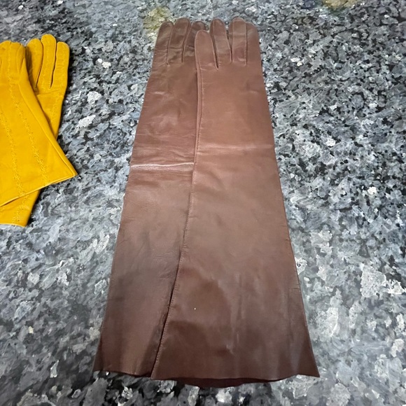 Vintage long brown kid gloves - Picture 3 of 3